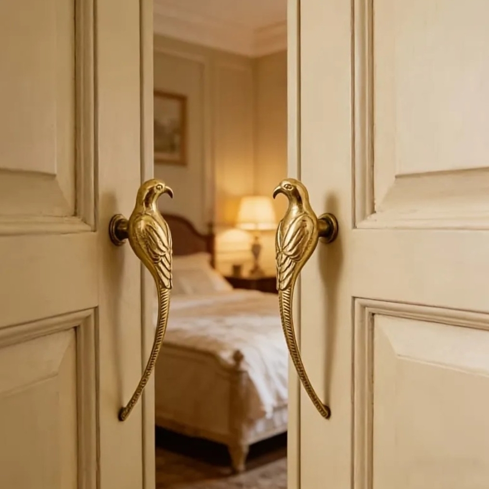 Brass Bird Cabinet Pulls - Gold Parrot Handles - Picture 2 of 2